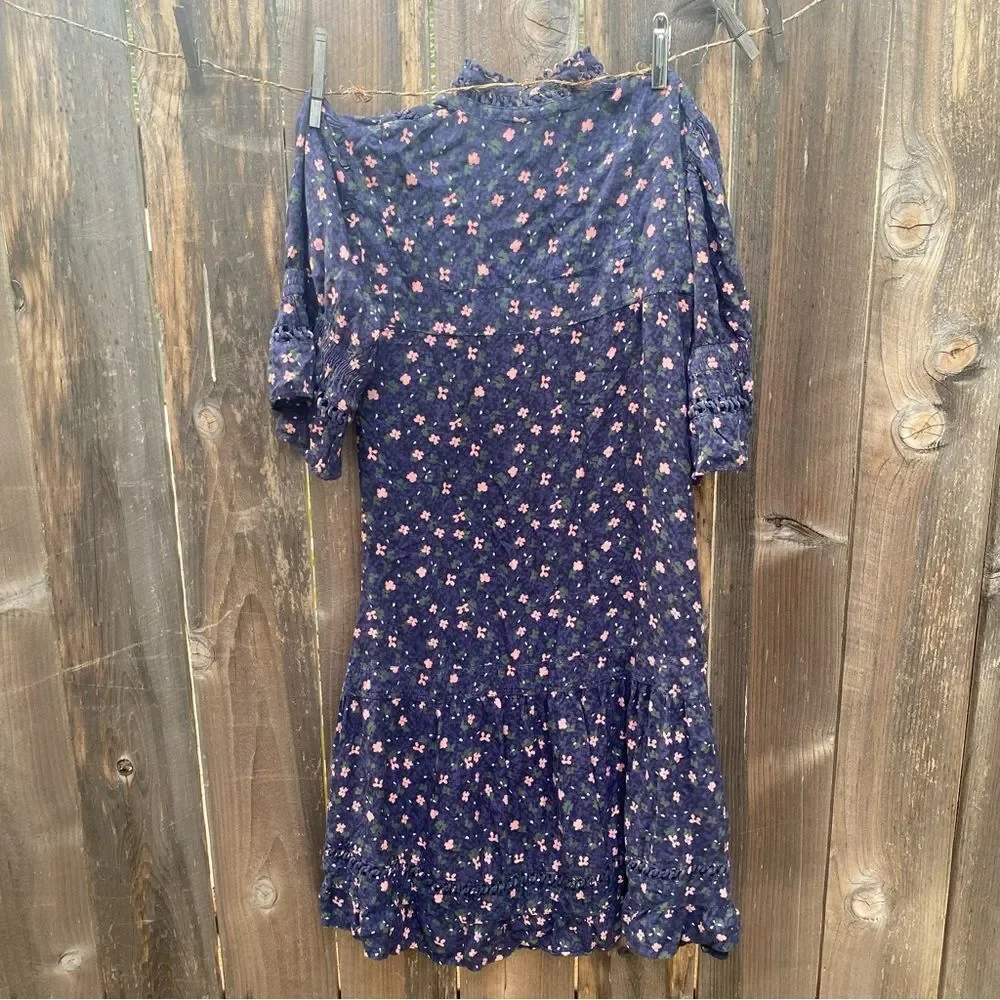Apiece Apart Navy Floral Midi Dress size 0